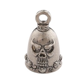 Guardian Bell Skull Good Luck Bell w/Keyring & Black Velvet Gift Bag | Motorcycle Bell | Lead-Free Pewter | Good Luck Gift to Friends & Family | Bike Bell | Made in USA