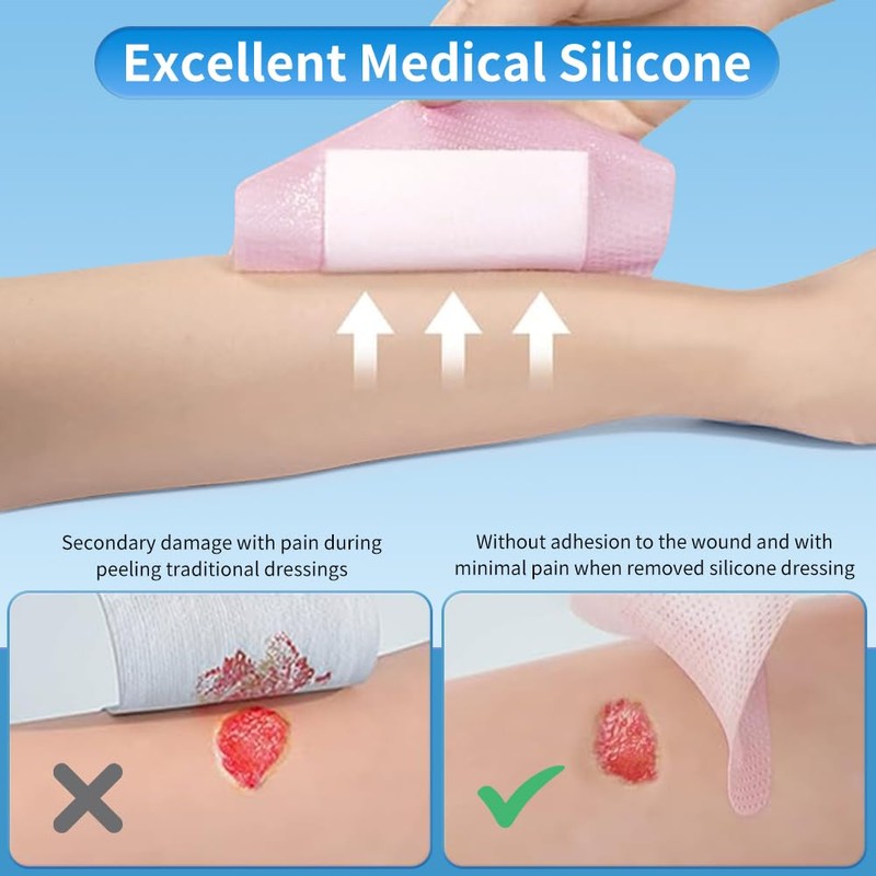 Silicone Foam Dressing 5x5 Super Absorbent Wound Dressing Waterproof Bandages