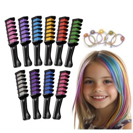 Magicat Hair Chalk for Girls, 10 Colors, Washable, Non-Toxic, Includes 5 Hair Ties, Gift