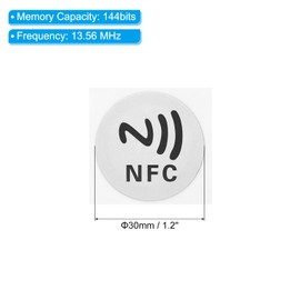 PATIKIL NFC Stickers, 5 Pack NTAG213 Tag Sticker 144 Bytes Memory Fully Programmable Blank Round 30mm/1.2" Dia NFC Tags for Phone, NFC-Enabled Device, White