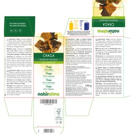 Chaga (Inonotus obliquus) fungus or mushroom Naturalma - 150 g - 300 tablets - Food supplement - Natural and Vegan