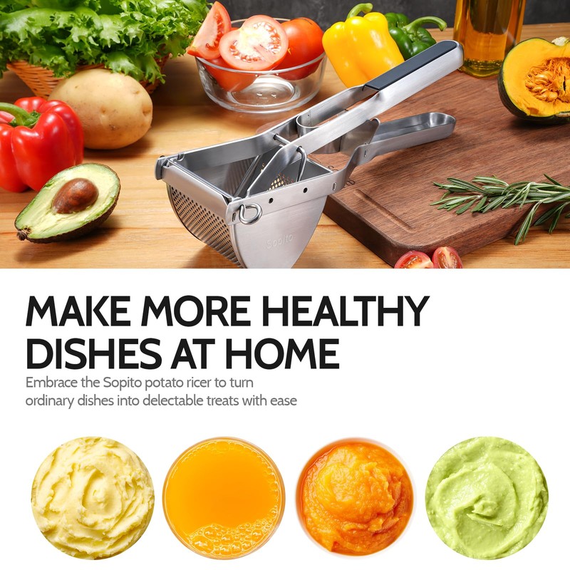 Potato Ricer, Sopito Stainless Steel Potato Masher for Commercial and