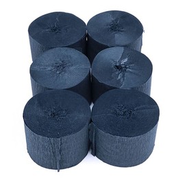 ANCLLO 6 Rolls 4.5cm x 25m Crepe Paper Party Streamers Backdrop Hanging Decorations for Birthday Party, Wedding and Festival Decorations (Black)