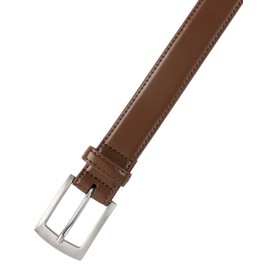 Sportoli Belts for Men Mens Belt Buckle Genuine Leather Stitched Uniform Dress Belt - Tan (46)