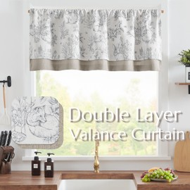 jinchan Linen Valance Curtain for Windows Animal Printed Easter 18 Inch Farmhouse Valance for Kitchen Living Room Blackout Double Layer Toile Modern Valance Rod Pocket 1 Panel Grey on Ivory