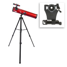 Carson Red Planet Series 35-78x76mm Newtonian Reflector Telescope with Universal Smartphone Digiscoping Adapter (RP-100SP), Small