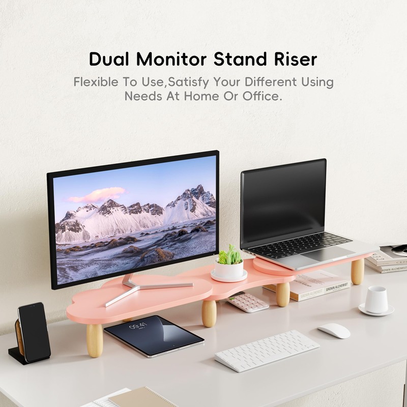 AFOOYO Dual Monitor Stand Riser,Rainbow Cloud Desktop Computer Stand for
