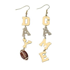 Football Crystal Dangle Earrings for Women Game Day TOUCHDOWN Drop Earrings Sports Lover Post Earrings Football Team Gifts for Women Jewelry - A- Game Day
