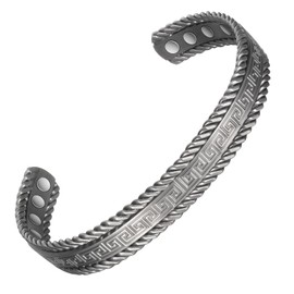 EnerMagiX Copper Bracelets for Men for Arthritis and Joint,6.69in Puer Copper Adjustable Retro Fashion Magnetic Therapy Bracelet 3500 Gauss Magnet Jewelry