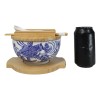 White Blue Koi Fish 28Oz Donburi Ramen Bowl With Lid
