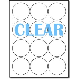 Crystal Clear Labels for Laser Printers - 2.5" Round - 12 per Sheet - 10 Sheets / 120 Circular Labels