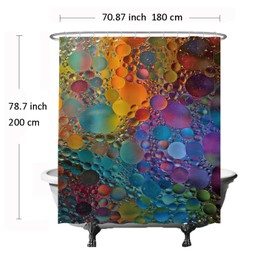 Ulticool Shower Curtain - Bubble Water Art Colours - 180 x 200 cm - Washable - Anti Mould - with 12 Rings - Purple Yellow Blue