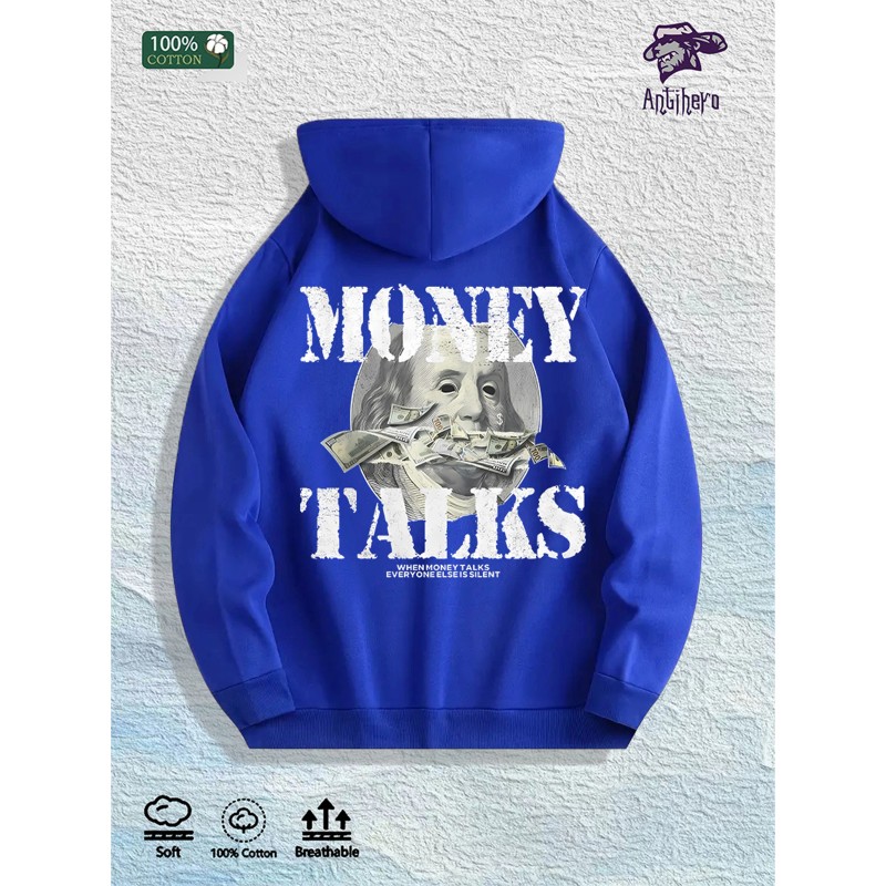 Money Talks Graphic Hoodie 100% Cotton US Warehouse 7 ColorsColor: