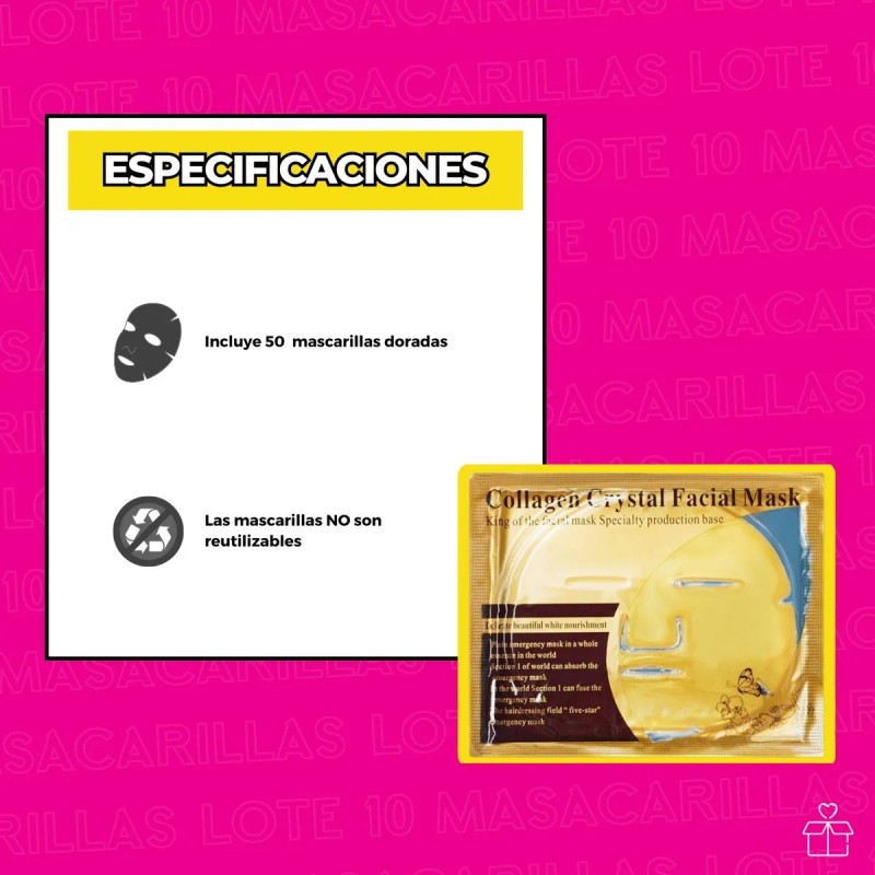 Mascarilla Facial Colageno Dorada Hidratante