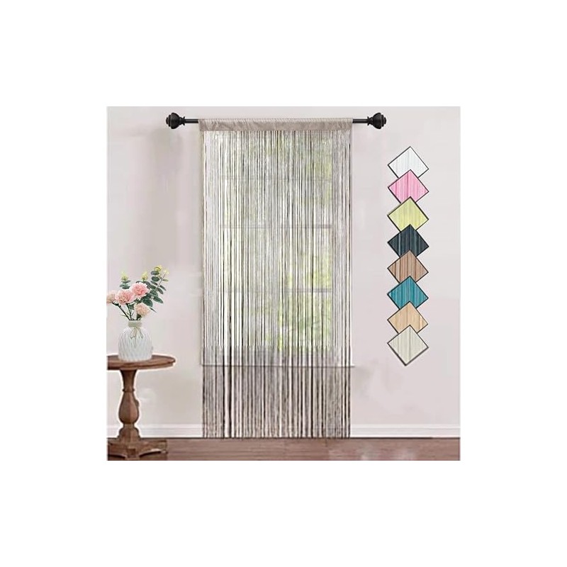 HSYLYM Knitting String Curtain Panels Dense Polyester Fringe Curtain Fly