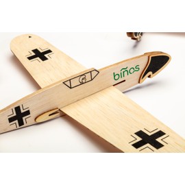 BINOS Messerschmitt 109 Historical Balsa Wood Airplane Glider (14" Wingspan): Historical Flying Model Plane
