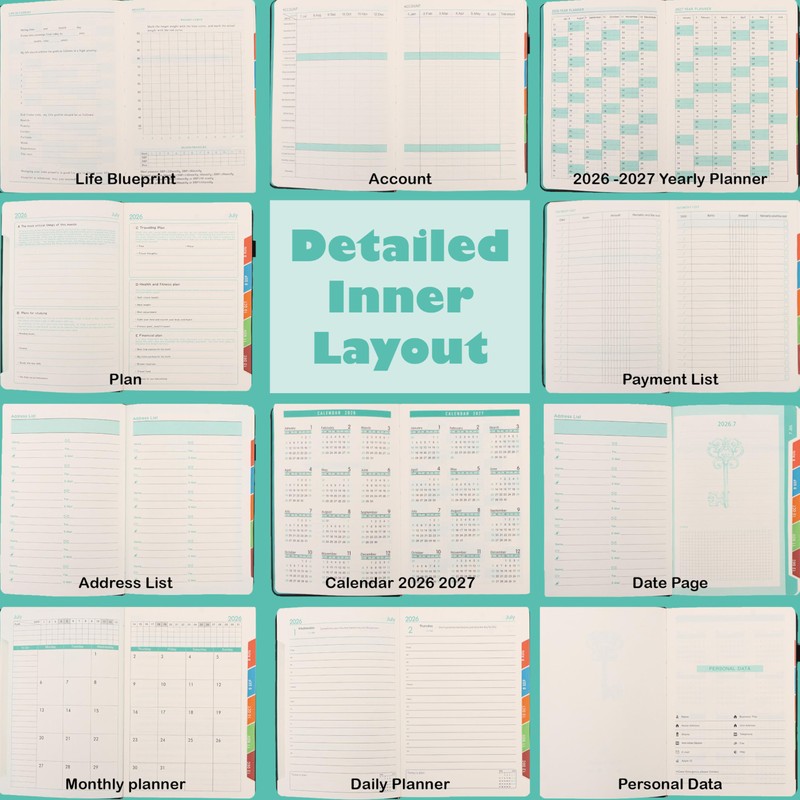 NEYSA Diary 2026 2027 A5 Page Per Day, Hardcover Daily