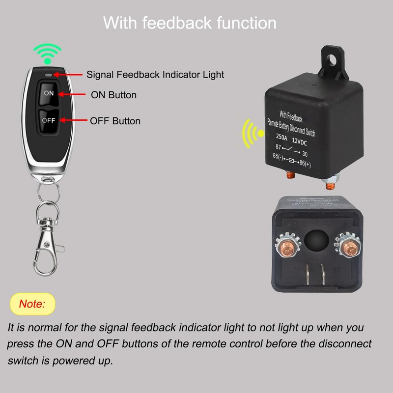 idealWIN with Feedback Remote Battery Disconnect Switch,Car Battery Cut Off