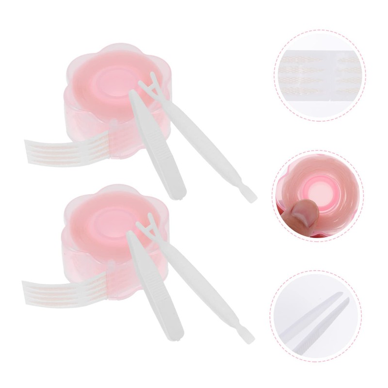 Ipetboom 2sets Invisible Double Tapes Fork Tweezer Lace Design for