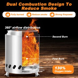 Smokeless Table Top Fire Pit with Travel Bag & Stand, Portable Firepit for Wood Burning, Pellet Fueled, Stainless Steel Tabletop Fire Bowl, Small Stove for Garden,Outdoor, Backyard, Patio, Camping Use