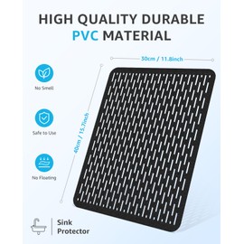 Bligli Mesh Sink Mat, 15.7 x 11.8inch Sink Prtector Mats for Kitchen Sinks, PVC Eco-Friendly Sink Protectors for Bottom of Sink, Fast Draining, Easy Cleaning, Black