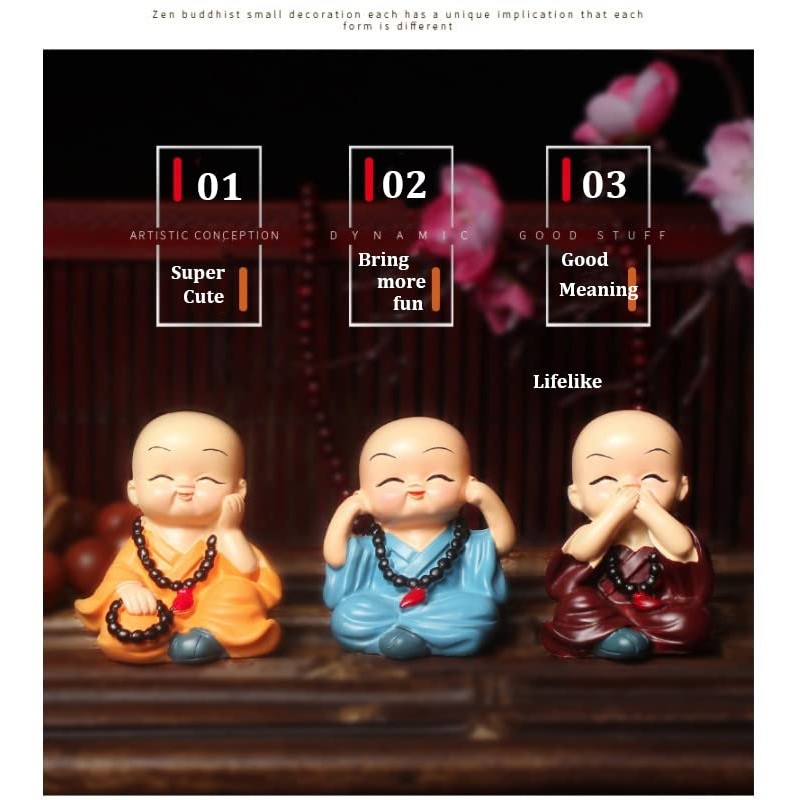 CHBDJY Baby Cute Monk Statue, Hear No Evil See No