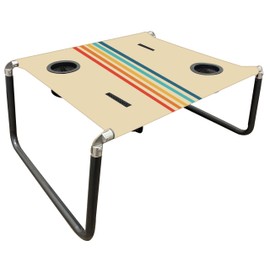 Neso Portable Beach Table with Cup Holders, Cell Phone Pockets, Lightweight for Picnics and Parks (Rainbow)