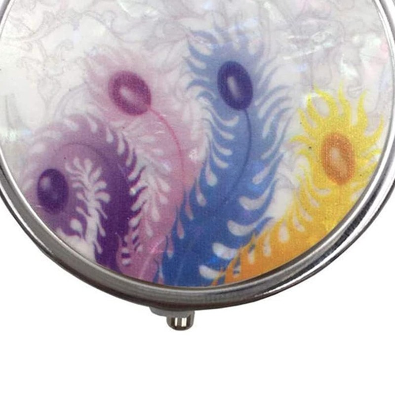 1 x Portable Round Metal Pill Box Mini Pill Organizer