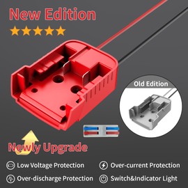 Kzreect Battery Adapter with Switch, Over-Discharge Protection, Compatible with Milwaukee 18V Battery, Converter for DIY Rc Car Toys Robotics and Truck, 14 AWG Wire, 2 Pack