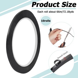 nbeads Pack of 10 660 m Stained Glass Faux Lines, 3 mm PET High Temperature Positioning Tape, Black Gallery Decals, Colour Stickers for Gallery Windows, DIY Art Projects