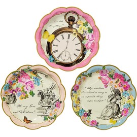 Talking Tables 60 Piatti di Carta Usa e Getta Tema Alice nel Paese delle Meraviglie per Festa Cappellaio Matto, Compleanno, Baby Shower, 17cm