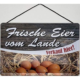 Blechschild With Cord 30 x 20 cm Fresh Eggs from Lande Blechemma