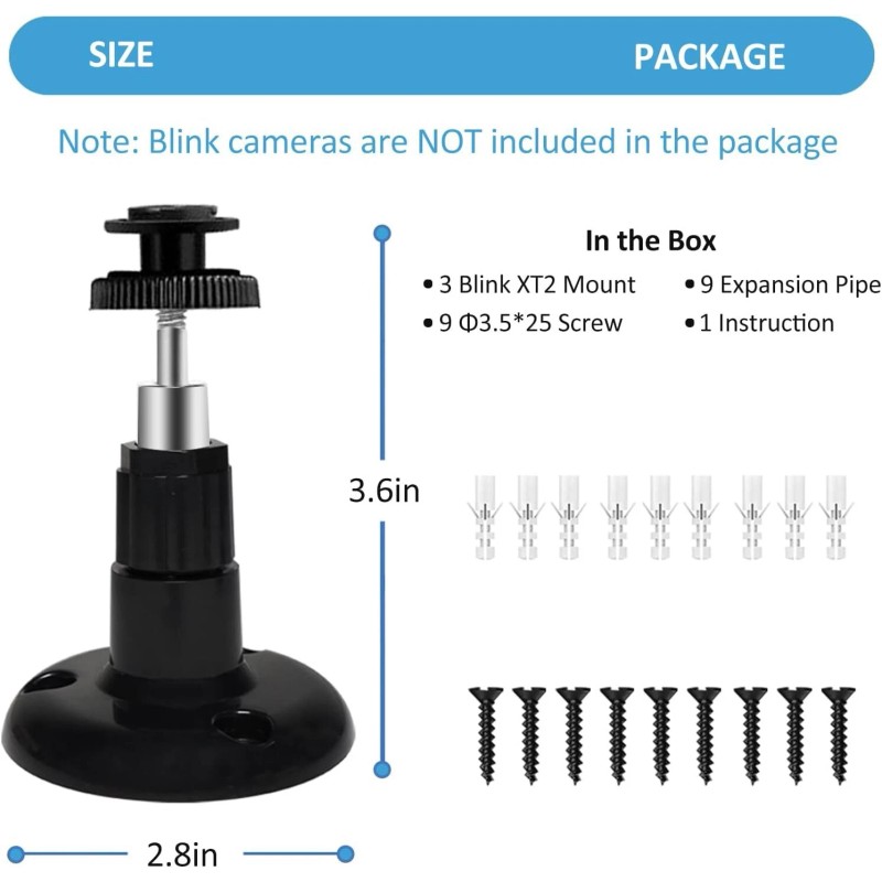 FATKITT Blink Outdoor Camera Mount 3 Pack Adjustable Metal Wall