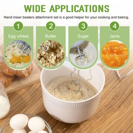 Hand Mixer Attachments Replacement for Hamilton Beach Mixer Beaters Parts 62632R 62682RZ 62692 62695V 64699 - Hand Mixer Beaters,Wire Egg Whisk,Liquid Blending Rod,Dough Hooks,Set of 6