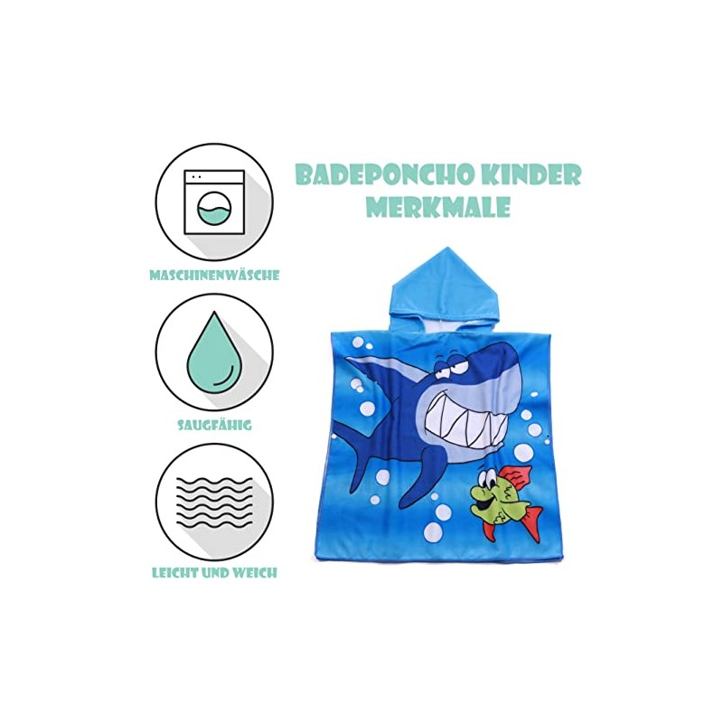 FEBE Bath Poncho Children's Bath Towel with Hood Bathrobe for