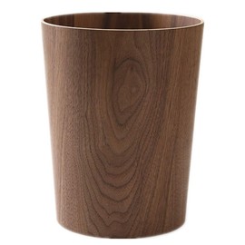 【Wooden Trash Can】Trash Can Dust Box Top Opening Wooden Trash Can 9L 【Round/Dark Brown】 Dust Box Compact Living Debris Bin Trash Can (Dark Brown)