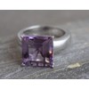 15 mm Princess Cut Amethyst Sterling Silver Ring US Size