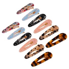 Healvian 12pcs Leopard Hairpins Marbling Hair Clip Acrylic Hair Clips Barrettes