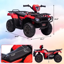12V Kids Ride-On ATV, Battery-Powered Electric Vehicle for Toddlers, Dual Speed, LED Lights, Music, USB, Soft Start, Wear-Resistant Wheels, Safe Off-Road Ride-On Toy for Boys & Girls