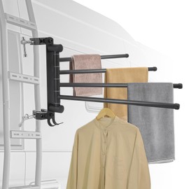 AshKiz RV Clothes Drying Rack, RV Ladder Clothes Drying Rack, Four 12.7" Long Arms, No Drilling Anti-Rust for Ladder Boats Camper Trailer Travel Hotel Home