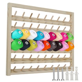 Wooden Thread Holder,54 Spool Wooden Thread Rack Wall Mounted Sewing Thread Holder with Screws Multi Purpose Sewing Thread Holder Organizer for Embroidery Sewing Threads Hair Band US(54 axis)