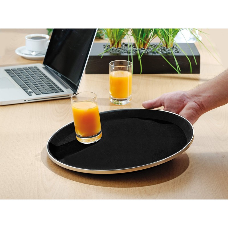 Esmeyer 307-010 Antirutsch-Tablett Tennessee, Fiberglas/Gummi, schwarz/Silber, 37 x 37 x