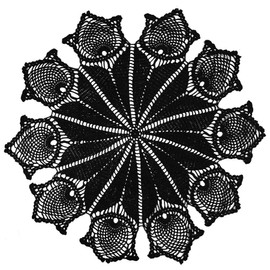BIBITIME Lace Placemats Round Handmade Crochet Flower Doily Table Mat for Kitchen (Style02-Black, 1pc-31 inches to 32 inches)