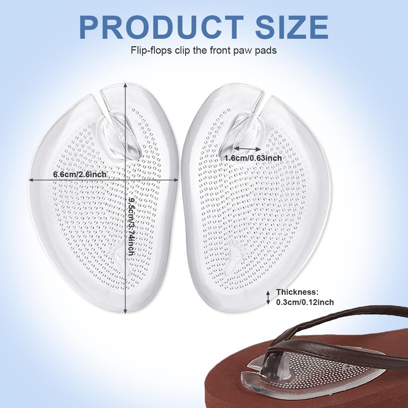 3 Pairs Transparent Silicone Thong Sandal Self-Adhesive Forefoot Cushion with