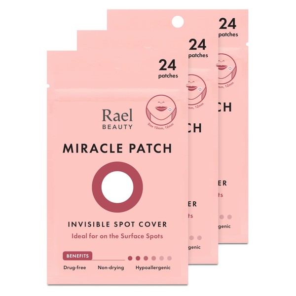 Rael Miracle Invisible Spot Cover Hydrocolloid, Acne Pimple Absorbing Cover, Blemish Spot, Skin Care, Facial Stickers, 2 Sizes (72 Count)