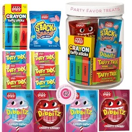 Jar O' Goodies Graduation Treats - Novelty Candy Variety Pack w/Marines Edible Crayons & Candy Blocks (12 Count) Individually Wrapped Back To School Party Favors, Goodie Bag Filler - Kosher