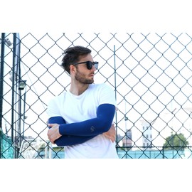 HOPESHINE - Mangas de enfriamiento de brazo UPF 50+, protección UV, compresión, ciclismo, deportes al aire última intervensión, 5 pares, Azul Marino 5 pares, XXL-XXXXL
