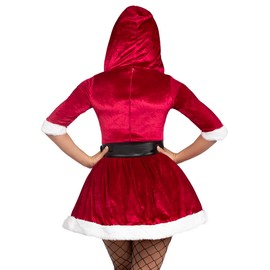 Leg Avenue womens - 2 Piece Mrs Claus Set Velvet Hooded Dress With Belt for Christmas Adult Sized Costumes, Red/White, X-Large US