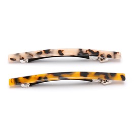 Vanyibro 2 Pack Long and Thin Handmade Celluloid Onyx Hair Barrettes,Elegant Automatic Hair Clips for Women/Girls