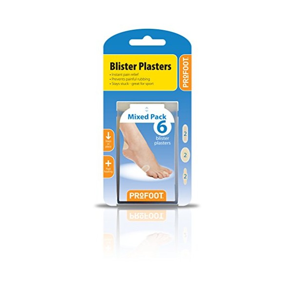 Profoot Mixed Blister Plasters Instant Relief from Pain Caused by blisters. Works Like a Second Skin to Create an Optimal environmentfor Healing Pack of 2, Total 12 Plasters